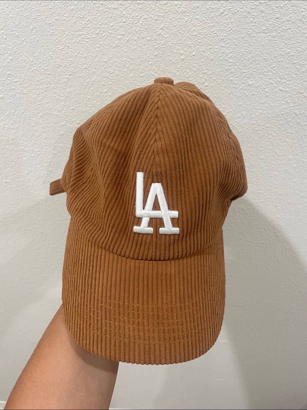 LA Tan Corduroy Embroidered Brown Baseball Cap Hat Trendy Women’s Streetwear